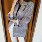 Single-breasted Plaid Blazer Pink - One Size