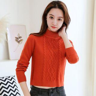 Multi-color High-neck Cropped Sweater