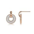 925 Sterling Silver Plated Rose Gold Elegant Geometric Round Stud Earrings With Austrian Element Crystal Rose Gold - One Size