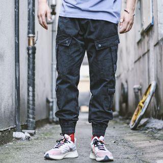 Multi-pocket Gathered Cuff Jeans
