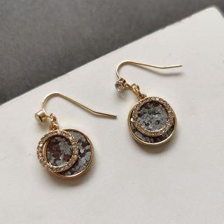 Circle Rhinestone Dangle Earring 1 Pair - As Shown In Figure - One Size
