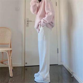 Wide Leg Pants / Contrast Trim Sweater / Set