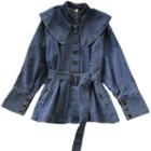 Lace-up Waist Denim Jacket