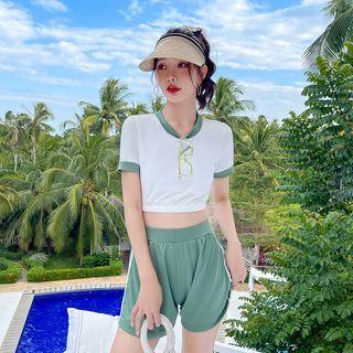 Set: Short-sleeve Tankini Top + Shorts