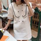 Elbow-sleeve Sailor Collar Knit Mini Dress