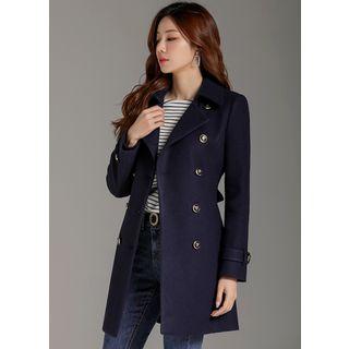 Button-detail Belted Trench Coat