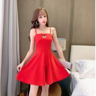 Cut-out Spaghetti-strap Mini A-line Dress