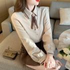 Long Sleeve Bow Accent Shirt