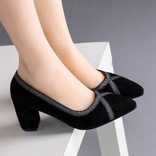 Glitter Trim High Heel Pumps