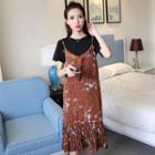 Set: Print Strap Dress + Short-sleeve T-shirt