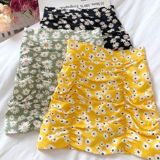 Daisy Print Frilled A-line Skirt