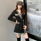 Long-sleeve Sequined Mini Wrap Dress