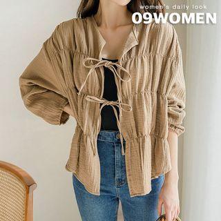 Plus Size Tie-front Tiered Cardigan