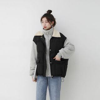 Mock Two-piece Padded Button-up Jacket