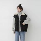 Mock Two-piece Padded Button-up Jacket