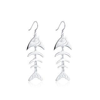 Simple Elegant Fashion Fish Bone Earrings Silver - One Size
