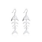 Simple Elegant Fashion Fish Bone Earrings Silver - One Size