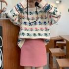 Floral Print Sweater / Mini Pencil Skirt