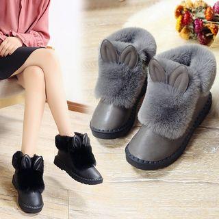 Rabbit Ear Faux Fur Short Snow Boots