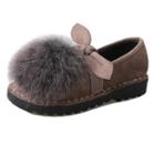 Faux-fur Bow-accent Moccasin Flats