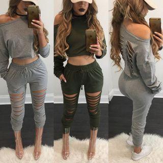 Set: Slashed Pullover + Pants