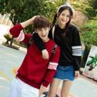 Striped Panel Couple Pullover