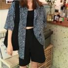 Square-neck Argyle Short-sleeve Shirt Black - One Size