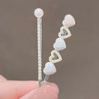 Set: Heart Hair Pin + Faux Pearl Hair Pin Ly1661 - Set Of 2 - White - One Size
