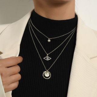 Pendant Layered Necklace 1pc - Gold - One Size