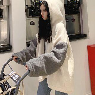 Drop-shoulder Contrast Sleeve Oversized Hoodie