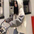 Drop-shoulder Contrast Sleeve Oversized Hoodie