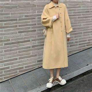 Collared Midi Coat Khaki - One Size