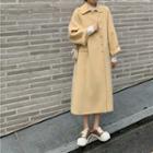 Collared Midi Coat Khaki - One Size