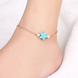 Turquoise Star Anklet Gold - One Size