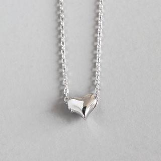 925 Sterling Silver Heart Pendant Necklace White Gold - One Size