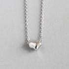 925 Sterling Silver Heart Pendant Necklace White Gold - One Size