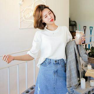 Puffed Elbow-sleeve Sweater