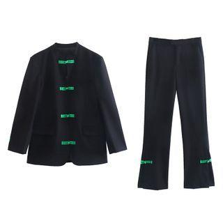 Frog Button Blouse / Dress Pants / Set