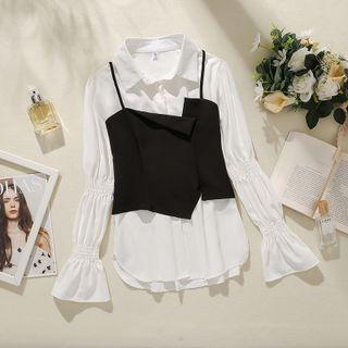 Bell-sleeve Shirt / Asymmetrical Camisole Top / Set
