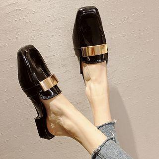 Faux Leather Metal Accent Mules