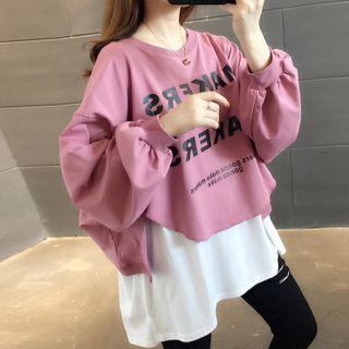 Long Sleeve Mock Two-piece Letter Print Sweatshirt