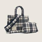 Set: Tweed Shoulder Bag + Pouch Set Of 2 - Shoulder Bag + Pouch - Blue - One Size