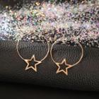 Star Accent Hoop Earring 1 Pair - Gold - One Size