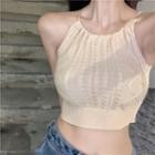 Halter Cable Knit Cropped Camisole Top