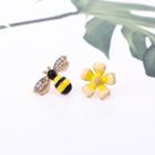 Non-matching Rhinestone Bee & Flower Earring