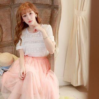 Color Block Lace Panel Top
