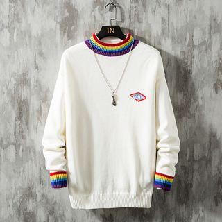 Long-sleeve Striped Embroidered Sweater