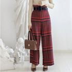 Plaid Wide-leg Pants With Belt
