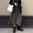 High-waist Woolen A-line Pleated Skirt