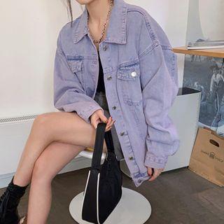 Loose Fit Denim Jacket Purple - One Size
